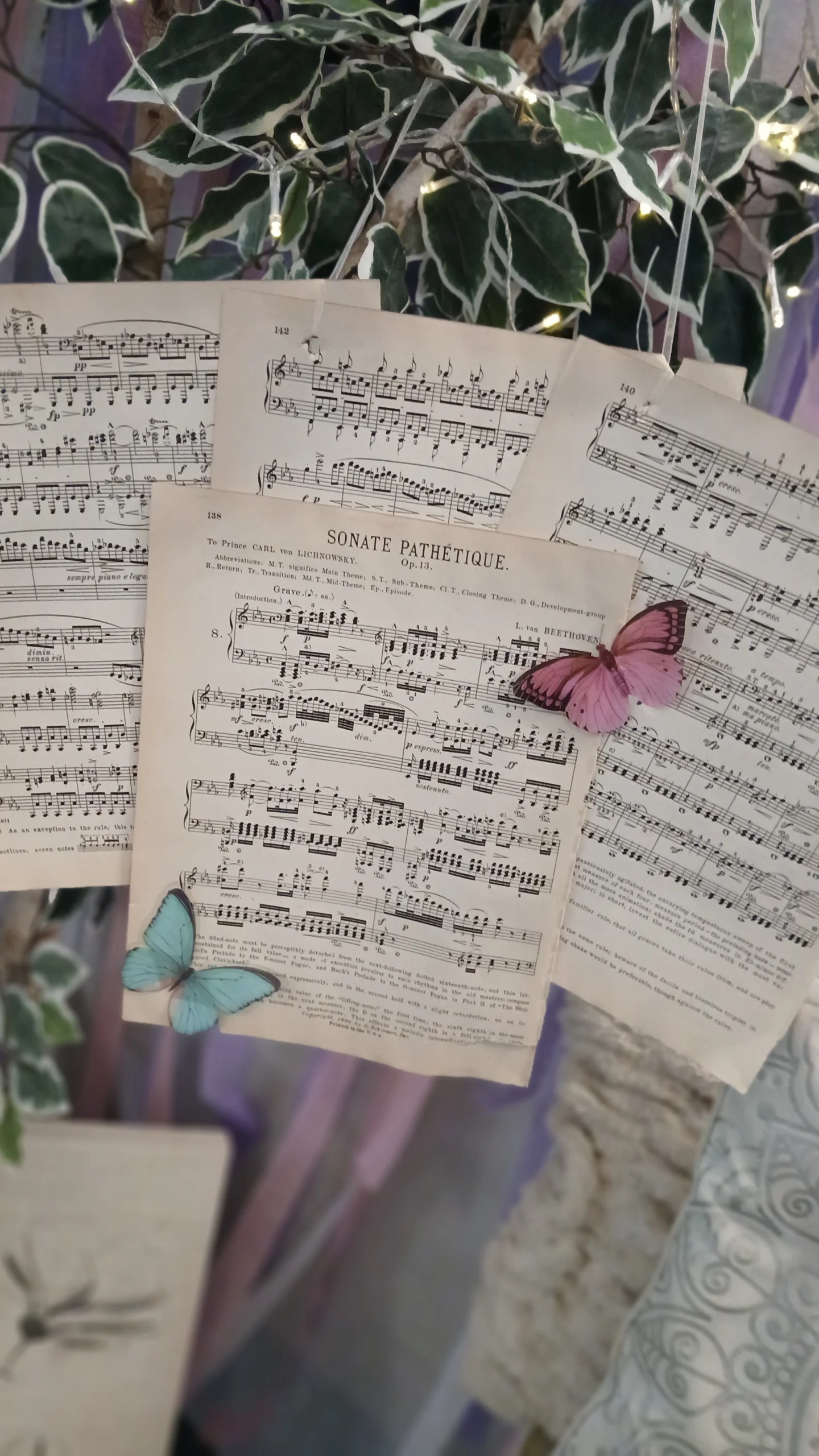 Tea party music sheet display